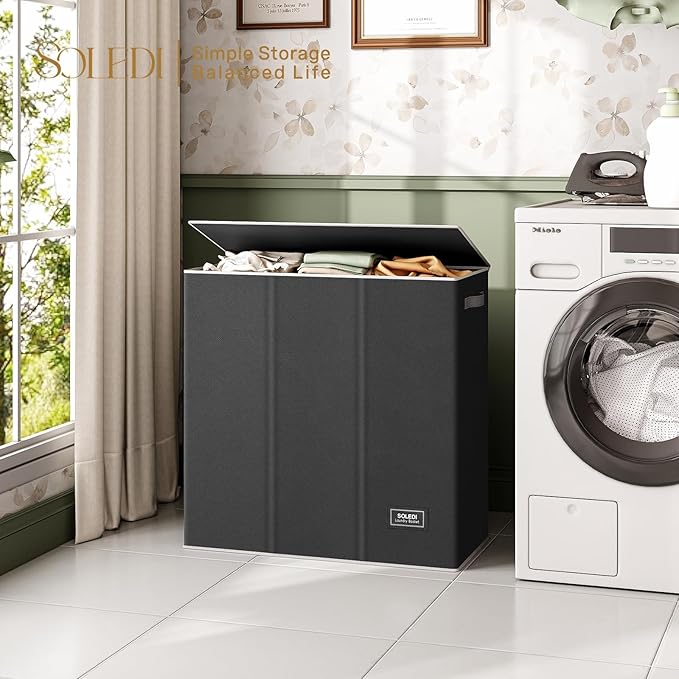 SOLEDI 160L Laundry Hamper 3 Section, Extra Large Laundry Hamper - Image 9