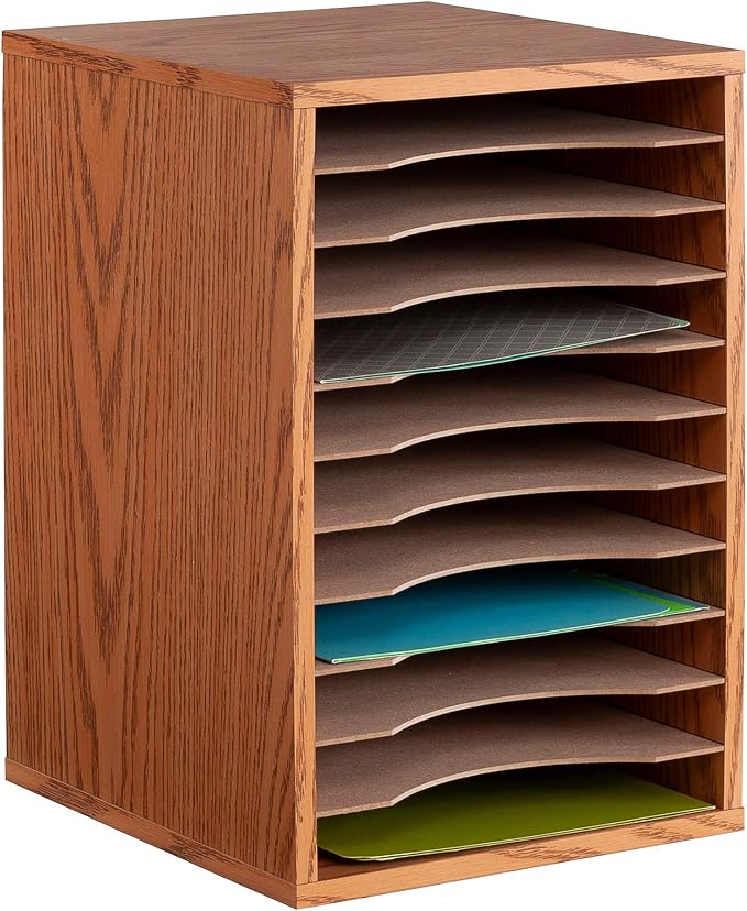 Safco Vertical Desktop Sorter, Wooden Paper Organizer - Image 5