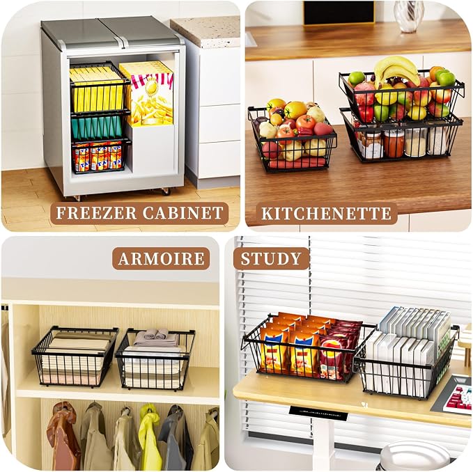 Freezer Organizer Bins ,Enhanced Leak-Proof Bottom,4 Pack Stackable Deep - Image 7