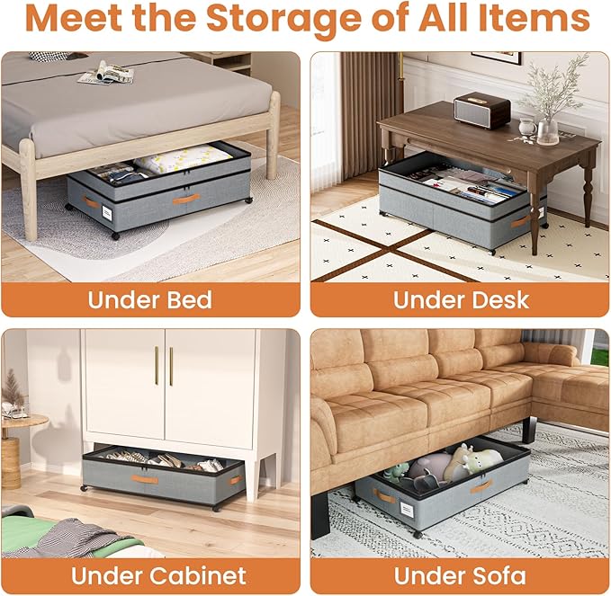 Under Bed Storage with Wheels, 72L XXL Under the Bed Storage Containers Large - Image 6