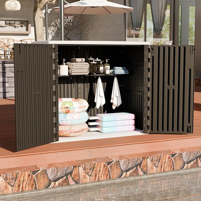 HOMSPARK Outdoor Storage Shed Weather Resistance, Patio Storage Cabinet - Image 6