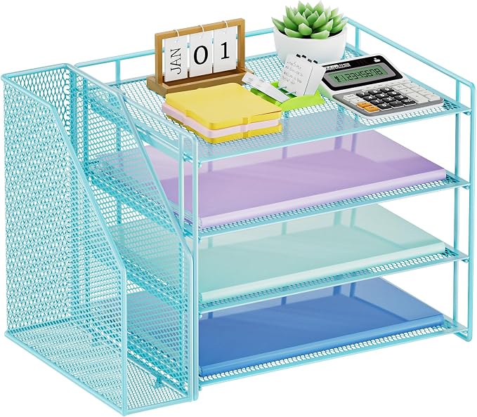 Marbrasse Desk Organizer and Accessories,4-Tier Paper Letter Tray Organizer - Image 8