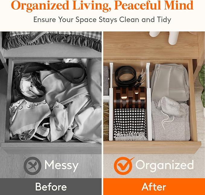 Lifewit 8 Pack Drawer Dividers Plastic 6" High, 13.5-22" Adjustable Drawer - Image 9