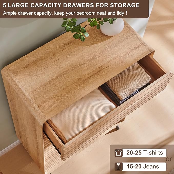 RedLemon 5 Drawers Dresser for Bedroom, Chest of Drawers - Image 7