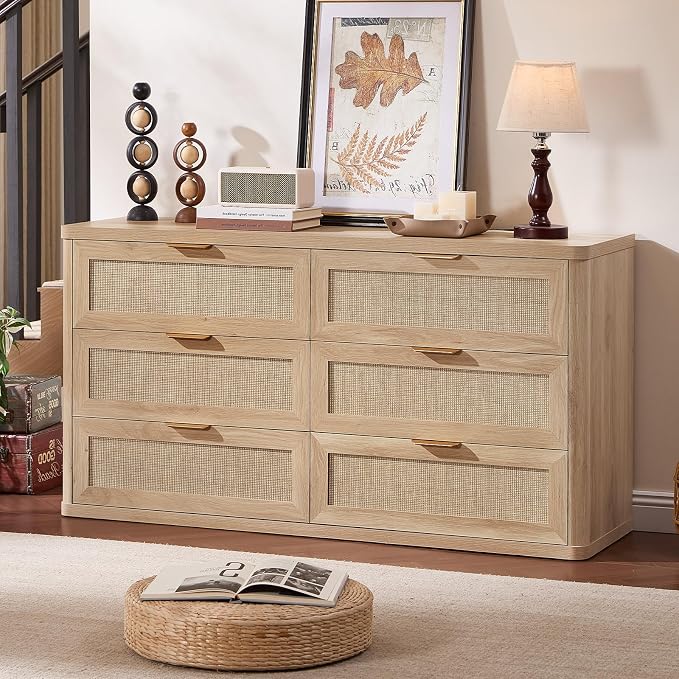 LEYAOYAO Rattan 6 Drawer Dresser - Image 9