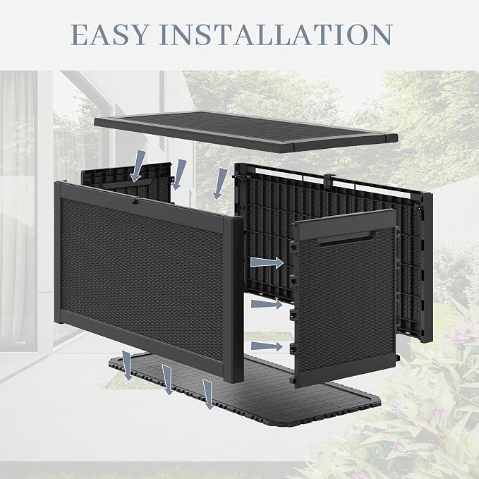 260 Gallon Large Resin deck box Waterproof, Outdoor Storage Bench, Patio - Image 7