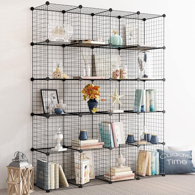 TUMUCUTE Wire Cube Storage Organizer, 25-Cube Modular Mental Grids Bookshelf - Image 6