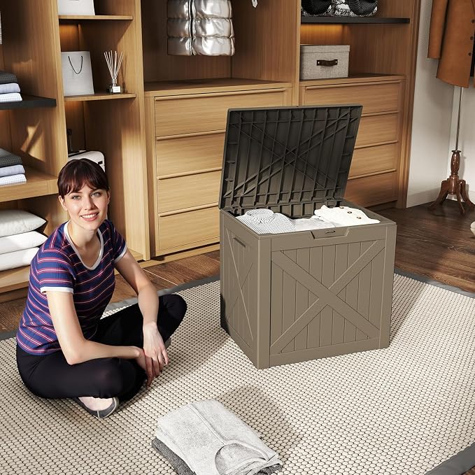 32 Gallon Outdoor Deck Box, Storage Lockable Waterproof Patio Furniture - Image 7
