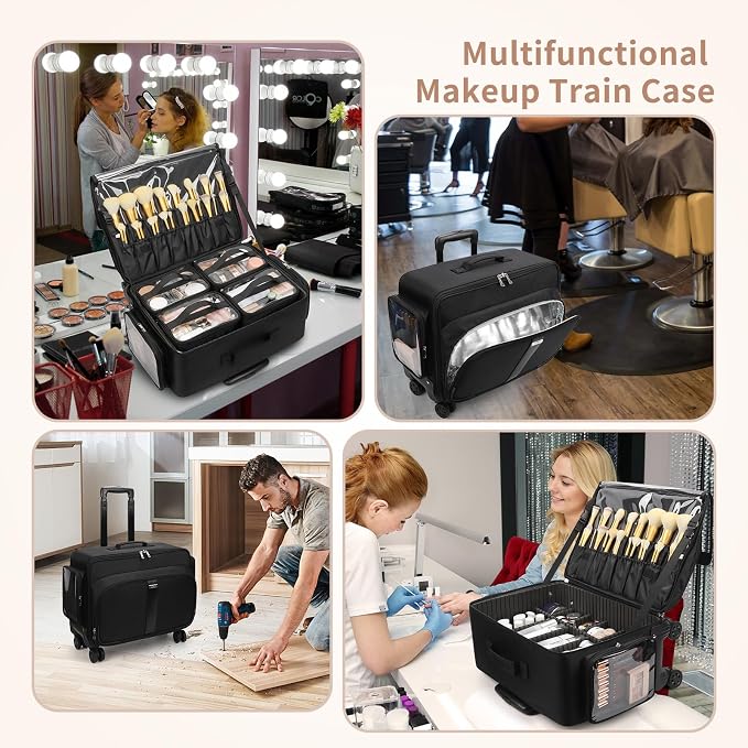 Large Rolling Makeup Case,Professional Makeup Artist Bag - Image 7