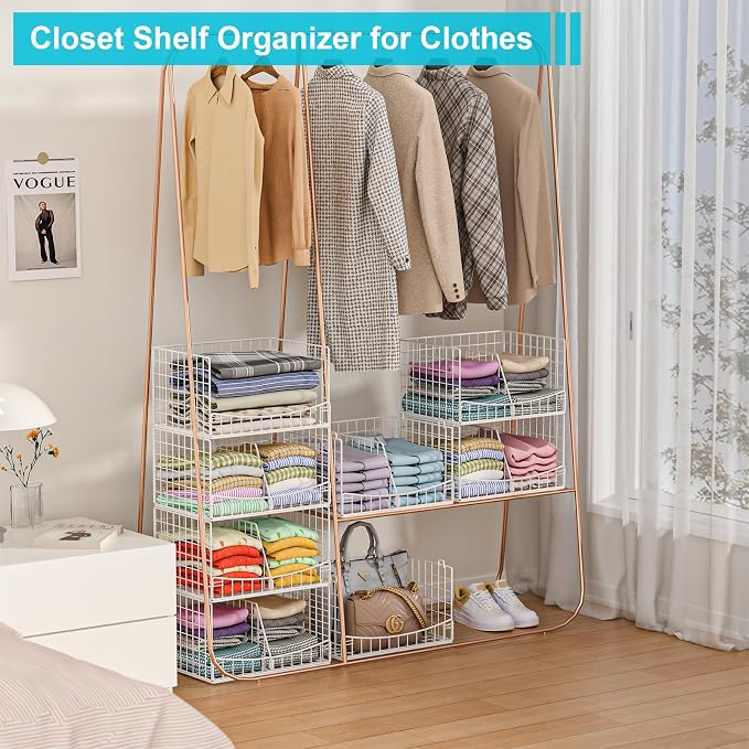 4-Tier Stackable Closet Organizers and Storage Basket - Image 7