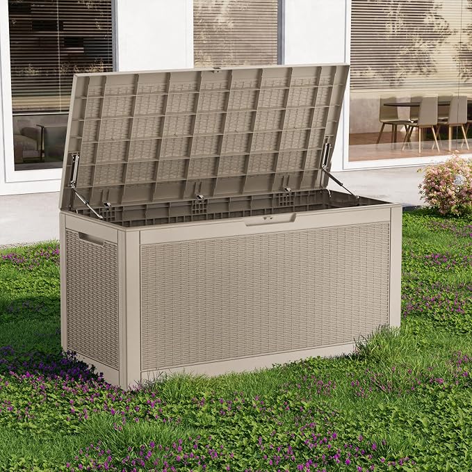 EasyUp 121 Gallon Outdoor Storage Box Waterproof, UV Resistant Resin Deck Box - Image 6