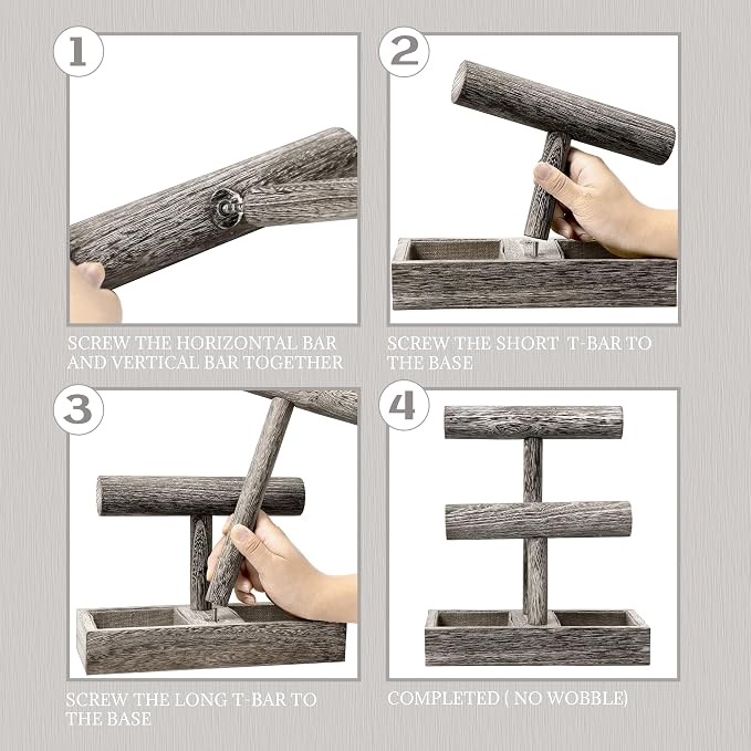 LadyRosian 2 Tier Wooden Display Jewelry Accessory Stand Jewelry Bracelet - Image 8