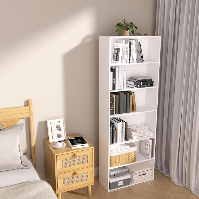 6 Tier Book Shelf,Wooden 6 Cube Storage Organizer, 6 Tier Low Bookcase Storage - Image 9