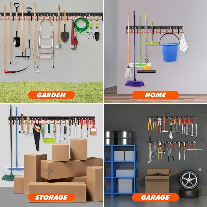68'' All Metal Garden Tool Organizer Wall Mount Garage Tool Organizers and - Image 6