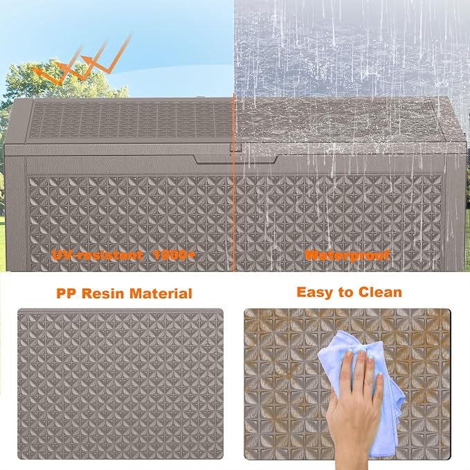 100 Gallon Resin Deck Box, Lockable Outdoor Storage Box - Image 5