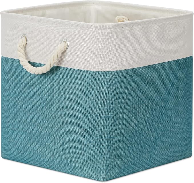 Bidtakay Fabric Baskets for Closets Shelves Lined Set of 3 Large Square - Image 9