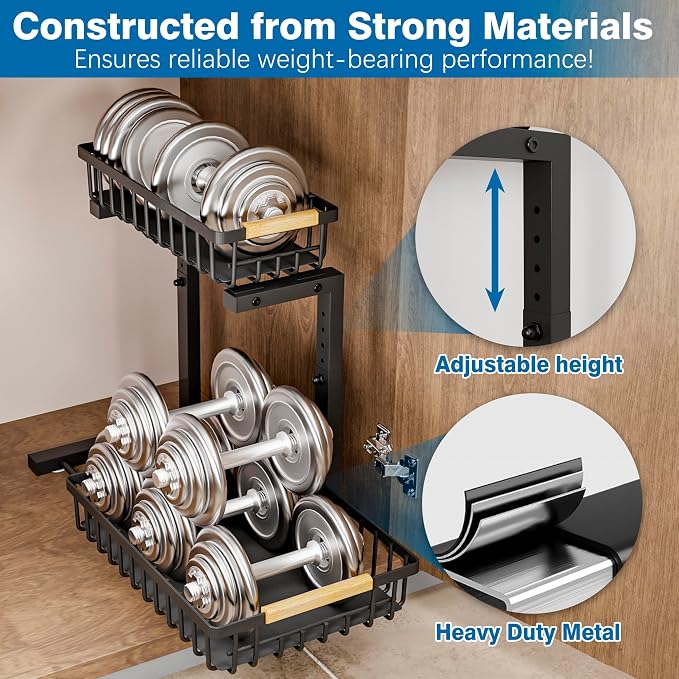 Under Sink Organizers, 2 Tier Pull Out Under Cabinet Organizer,Height - Image 7