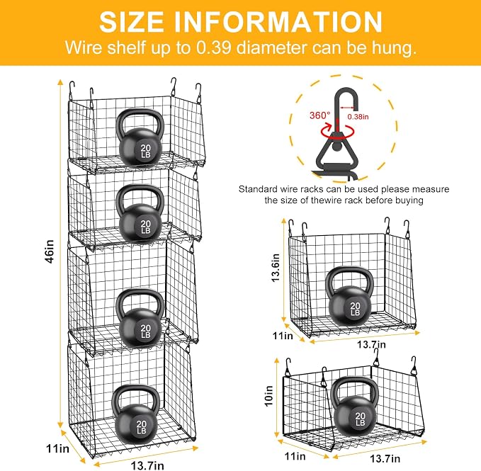 4-Pack Hanging Laundry Room Organizer:Foldable Laundry Room Organizaton Wire - Image 6