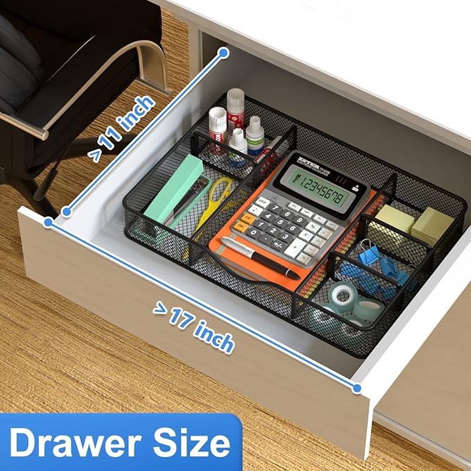 Desk Drawer Organizer, Metal Mesh Drawer Organizer Tray - Image 6