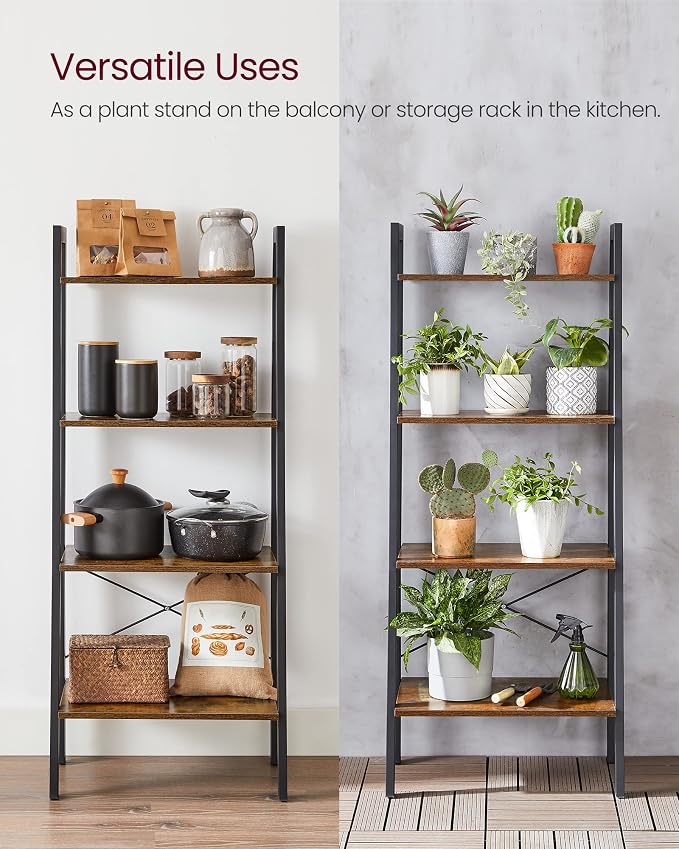 VASAGLE Ladder Shelf, 4-Tier Bookshelf, Storage Rack, Bookcase - Image 8