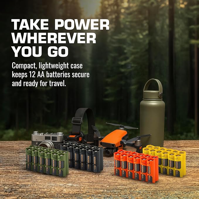 AA Battery Storage Caddy by Storacell, Military Green, Holds 12 Batteries - Image 7