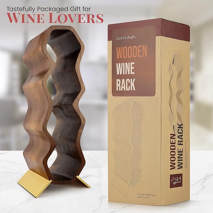 Gusto Nostro Wood Wine Rack, 7 Bottle, 2 Tier Wooden Countertop Free Standing - Image 8
