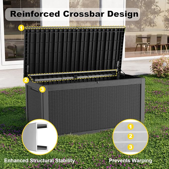 320 Gallon Large Deck Box, Resin Outdoor Storage Box - Image 6
