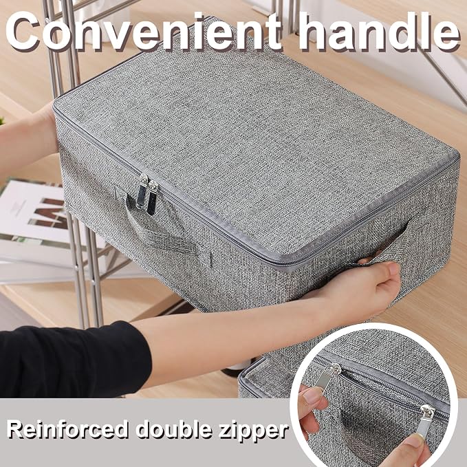 Blanket Bags with Lid, Foldable Underbed Storage Bins, Home Basket Container - Image 7