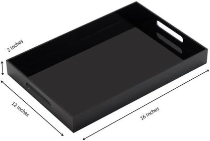 Glossy Black Sturdy Acrylic Serving Tray - Image 2