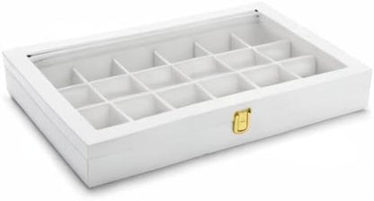 Oirlv Premium Blue Leather 24 Grid Jewelry Tray - Image 10