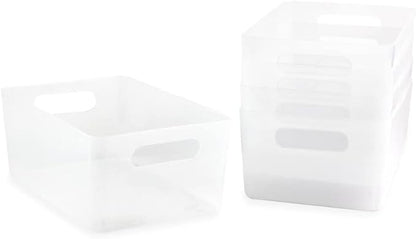 Isaac Jacobs 5-Pack Medium Clear Storage Bin Set w/Cut-Out Handles, Plastic by IsaacJacobs