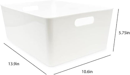 Isaac Jacobs 3-Pack XL White Storage Bin Set w/Cut-Out Handles, Plastic - Image 2