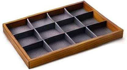 Oirlv 12 Grids Wood Jewelry Organizer Tray Stackable Jewelry Drawer Tray - Image 10