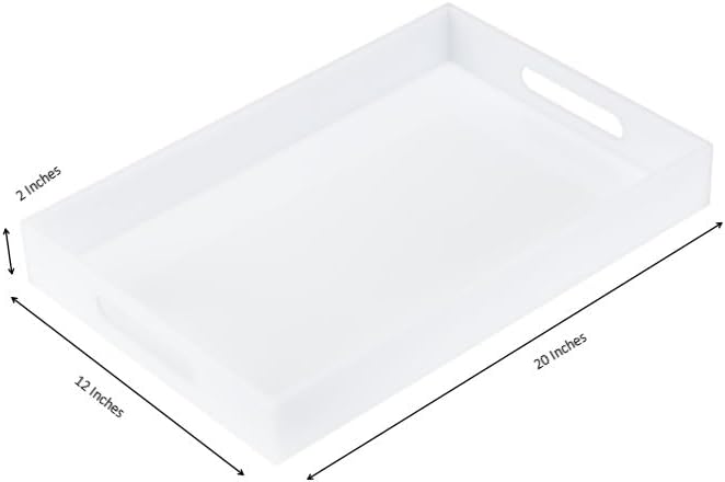 Glossy White Sturdy Acrylic Serving Tray - Image 2