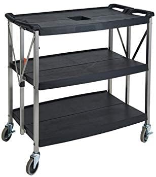 Winco Folding Utility Cart, 38-3/4”Wx20-3/4”Dx36”H, PP Shelves, SS Uprights by Winco