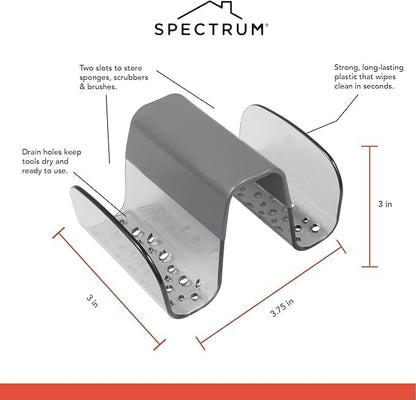 Spectrum Sink Saddle for Kitchen Sink Gray Slate Tint Sponge and Brush Holder - Image 3
