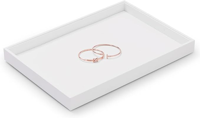 Oirlv Premium White Leather Stackable Jewelry Tray Flat Jewelry Organizer Tray - Image 3