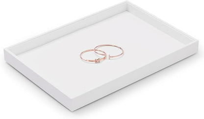 Oirlv Premium White Leather Stackable Jewelry Tray Flat Jewelry Organizer Tray - Image 3