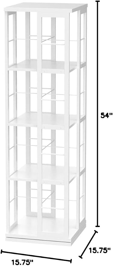 Aheaplus Rotating Bookshelf, 4-Tier Corner Bookshelf, 360 Display Wood Spinning - Image 3