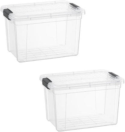 Superio Storage Bins with Lids- 2 Pack, 2.5 Qt Clear Boxes by Superio