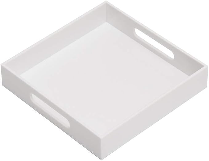 Glossy White Sturdy Acrylic Serving Tray by KEVLANG