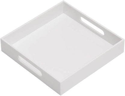 Glossy White Sturdy Acrylic Serving Tray by KEVLANG