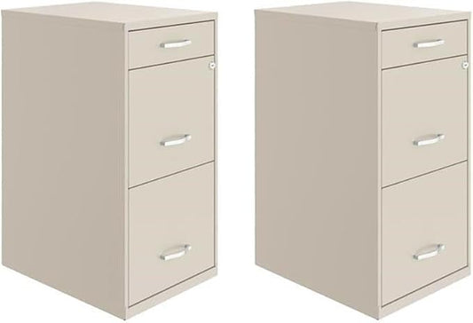 Scranton & Co Set of 2 18" D 3-Drawer Metal Filing Cabinet by Unknown