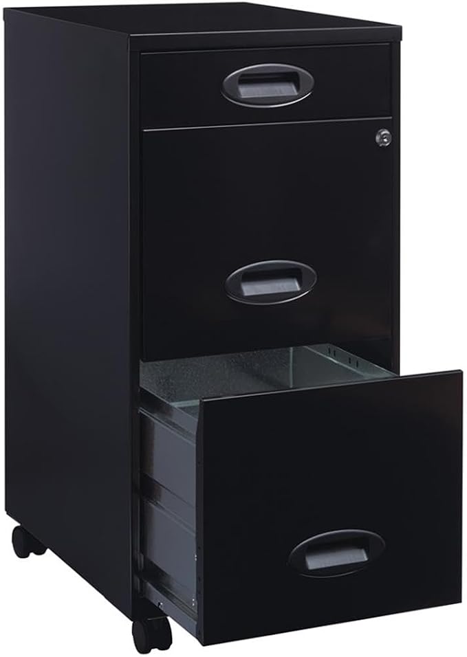 Pemberly Row 3 Drawers 29.52" Vertical Black Metal Filing Cabinet Lockable - Image 7