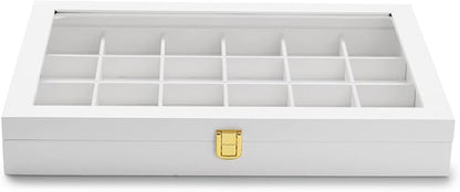 Oirlv Premium Blue Leather 24 Grid Jewelry Tray - Image 4