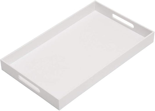Glossy White Sturdy Acrylic Serving Tray by KEVLANG