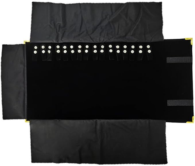 Premium Jewelry Roll Organizer for 16 Necklaces 55cm x 29cm Metal Snap & Velcro by SCIKHEFT