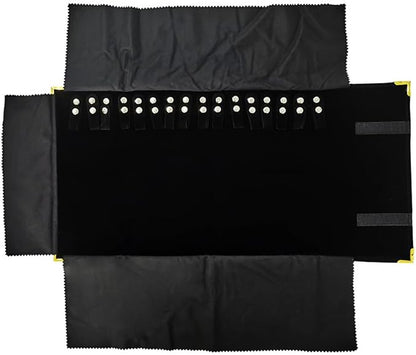 Premium Jewelry Roll Organizer for 16 Necklaces 55cm x 29cm Metal Snap & Velcro by SCIKHEFT