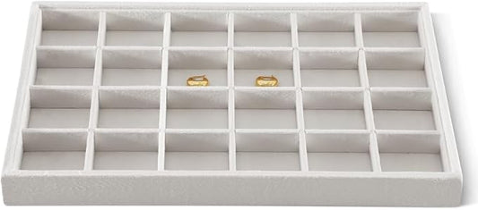 Velvet Stackable Jewelry Display Tray, 24 Grid Earring Ring Storage Tray by Dansmiy