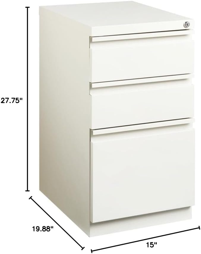 Pemberly Row 3 Drawers 27.75" Vertical White Metal Filing Cabinet Lockable - Image 3